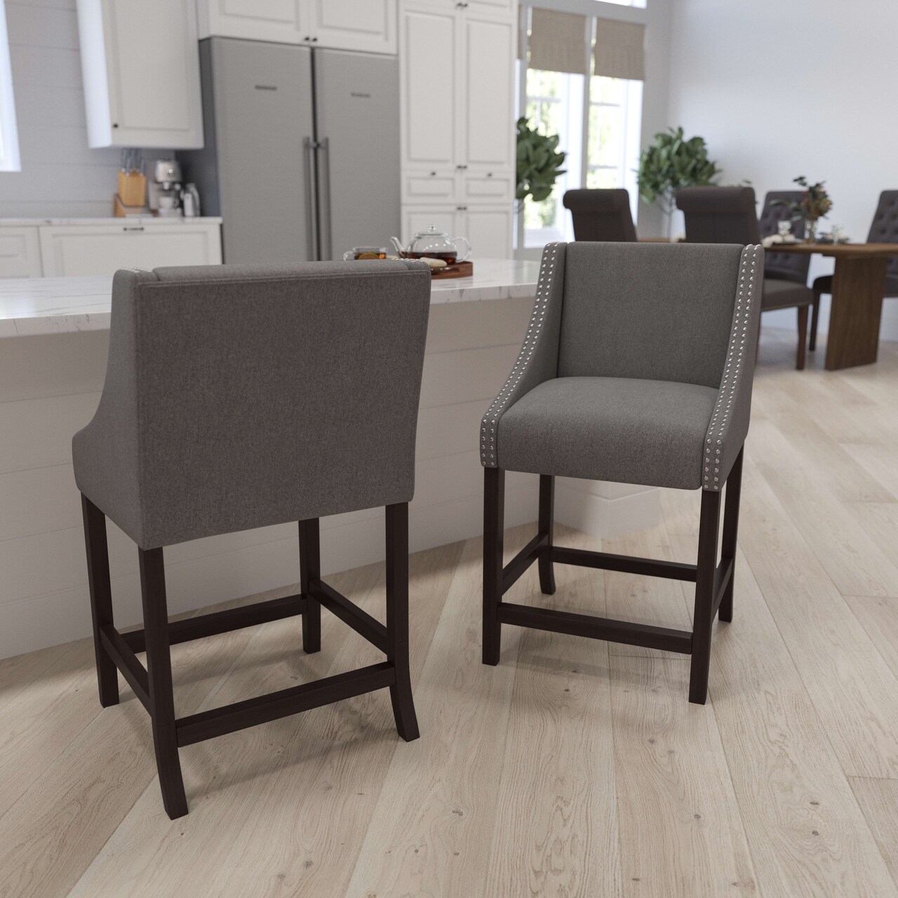 Merrick Lane Taylorsville 24 Inch Counter Height Stool with Nailhead Trim